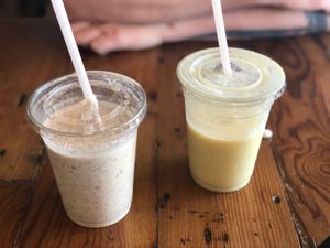 Cookies and cream and pina colada smoothies  at Green Zebra Cafe in Sarasota