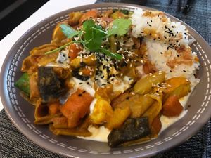 tofu curry at Le P'tit Pré Chez Lan in Paris