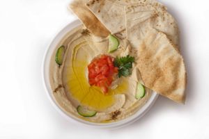 hummus with pita at Falafel Nitra in Nitra