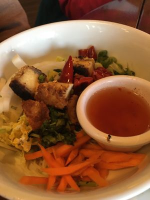 Tofu noodle bowl at Fat Cats in Cleveland