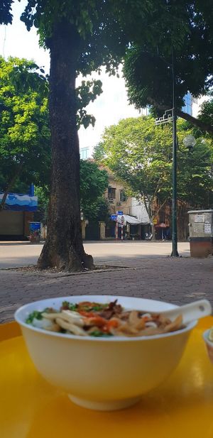 Pho is served outside at Bao An Vegan (formerly Vegan Banhmi) in Hanoi