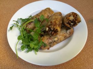 vegan spring rolls at Bao An Vegan (formerly Vegan Banhmi) in Hanoi