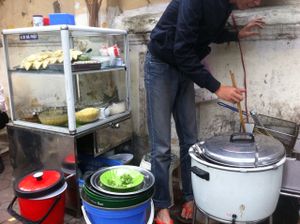 Food stand at Bao An Vegan (formerly Vegan Banhmi) in Hanoi
