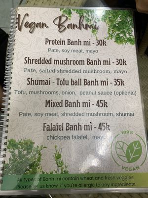 Menu as of 02.06.22  at Bao An Vegan (formerly Vegan Banhmi) in Hanoi