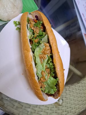 Bahn mi with peanut sauce. at Bao An Vegan (formerly Vegan Banhmi) in Hanoi