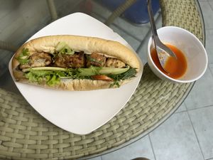 Mixed banh mi with pate, soy meat, tofu    at Bao An Vegan (formerly Vegan Banhmi) in Hanoi