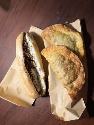 Shredded mushroom bang mi & pillow dumplings   at Bao An Vegan (formerly Vegan Banhmi) in Hanoi