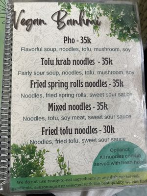 Menu   at Bao An Vegan (formerly Vegan Banhmi) in Hanoi