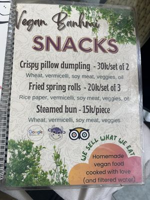 Menu   at Bao An Vegan (formerly Vegan Banhmi) in Hanoi