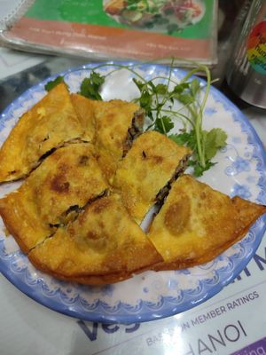 Fried dumplings at Bao An Vegan (formerly Vegan Banhmi) in Hanoi