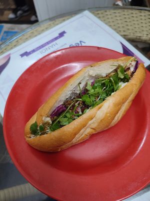 Mushroom banh mi at Bao An Vegan (formerly Vegan Banhmi) in Hanoi