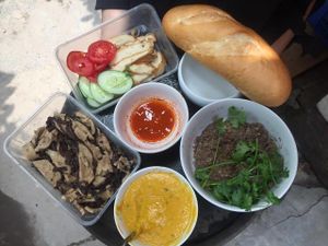 Ingredients for Banh mi at Bao An Vegan (formerly Vegan Banhmi) in Hanoi