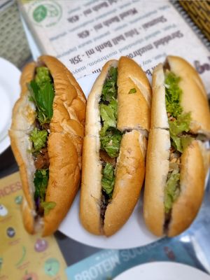 From Left to Right - Protein Bahn Mi, Mixed Bahn Mi, Tofu Ball Bahn Mi at Bao An Vegan (formerly Vegan Banhmi) in Hanoi