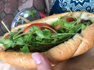 gimme all the coriander (cilantro), this bread was best bread ever at Bao An Vegan (formerly Vegan Banhmi) in Hanoi