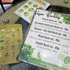 Just one page from the menu at Bao An Vegan (formerly Vegan Banhmi) in Hanoi