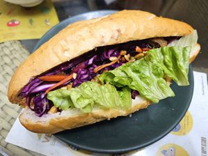 Tofu ball bahn mi at Bao An Vegan (formerly Vegan Banhmi) in Hanoi