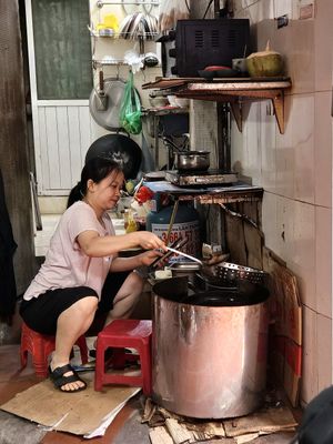 The kitchen at Bao An Vegan (formerly Vegan Banhmi) in Hanoi