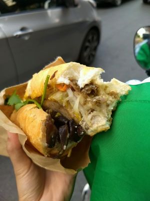 fillings of the banh mi at Bao An Vegan (formerly Vegan Banhmi) in Hanoi