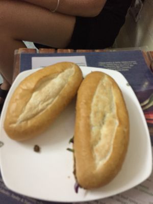 Tasty banh mi, not a great photo but I just wanted to eat it straight away!!  at Bao An Vegan (formerly Vegan Banhmi) in Hanoi