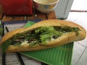 Seitan banh mi at Bao An Vegan (formerly Vegan Banhmi) in Hanoi