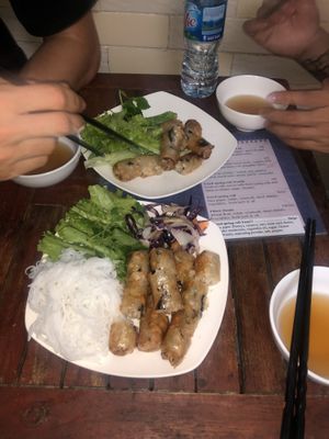 so delicious Spring Rolls with Noodles  at Bao An Vegan (formerly Vegan Banhmi) in Hanoi