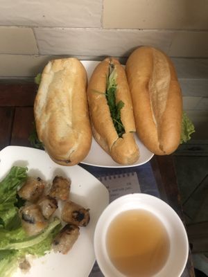 Vegan Bahn Mi and Spring Rolls  at Bao An Vegan (formerly Vegan Banhmi) in Hanoi