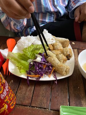 Fríed spring roll and noodle  at Bao An Vegan (formerly Vegan Banhmi) in Hanoi