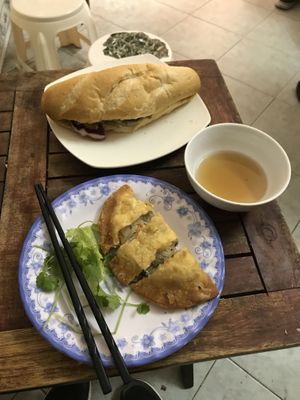 Original seitan Banh mi & pillow donut  at Bao An Vegan (formerly Vegan Banhmi) in Hanoi