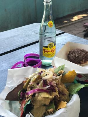 Barbacoa jackfruit nachos and concha at La Botanica in San Antonio