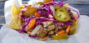 Jackfruit nachos! Super good! at La Botanica in San Antonio