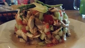 vegan mushroom ceviche at La Naranja Organik in Tijuana