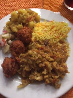 Selection of food from the vegan buffet at Gandhi Tandoori in St Pauls Bay