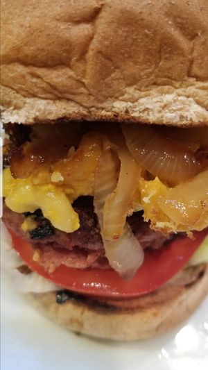 Mac & Cheeze Burger  at The Green Vegetarian in Canton