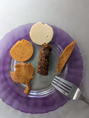 Plate for tasting the sausages at Vege Fino Za Sve in Zagreb