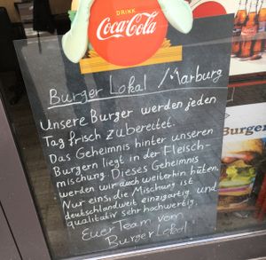 sign at Burger Lokal in Marburg