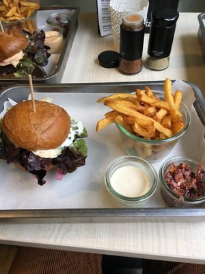Vegan burger and fries  at Burger Lokal in Marburg