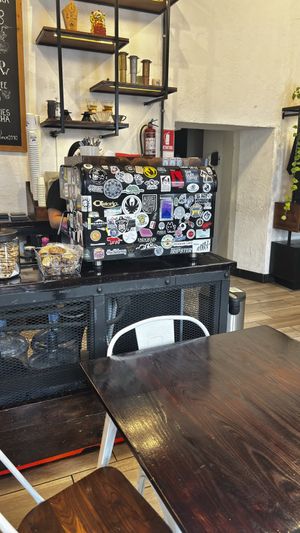 Inside  at Fat Cat Coffee House in Antigua