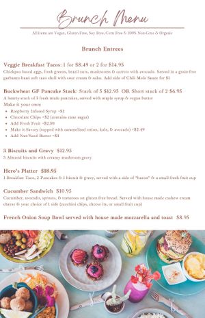 Mother's Day Vegan & Gluten Free Brunch Menu May 2024 - Check out our alcohol-free kombucha mimosas! at Natural Living Food Co-op and Cafe in League City