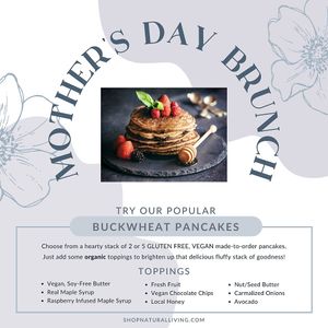 🥞 The most delicious GLUTEN FREE & VEGAN pancakes you will ever try! 🥞
🌱 Be sure to RSVP for you & more mom before Sunday to make sure you can enjoy your very own stack! at Natural Living Food Co-op and Cafe in League City