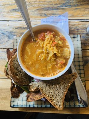 Curry Soup and Sandwich  at Natural Living Food Co-op and Cafe in League City