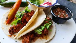 Tacos de chicharrón at La Ruta Vegana in Mazatlan
