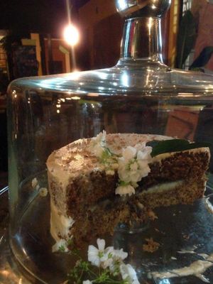 Coconut cake at La Ruta Vegana in Mazatlan