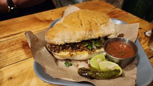 torta de asada. a little dry. okay at La Ruta Vegana in Mazatlan