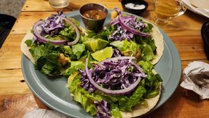 tacos capeados. very good at La Ruta Vegana in Mazatlan