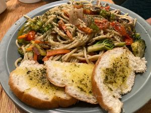 Vegetable spaghetti  at La Ruta Vegana in Mazatlan