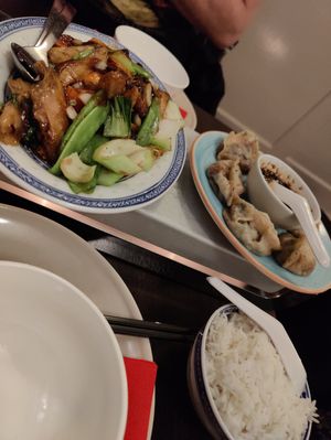 Vegan chicken and dumpling at Ho's Kina in Stockholm