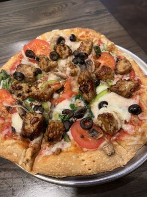 Tempeh pizza  at Mellow Mushroom in Auburn