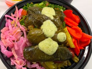 Grape leaves bowls  at Sauceeino in Boardman