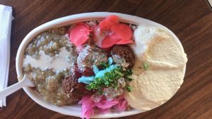 vegan bowl is so delicious with fresh food and sauces  at Sauceeino in Boardman