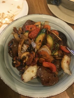 Vegan meat with vegetables at Sampan in Frankfurt